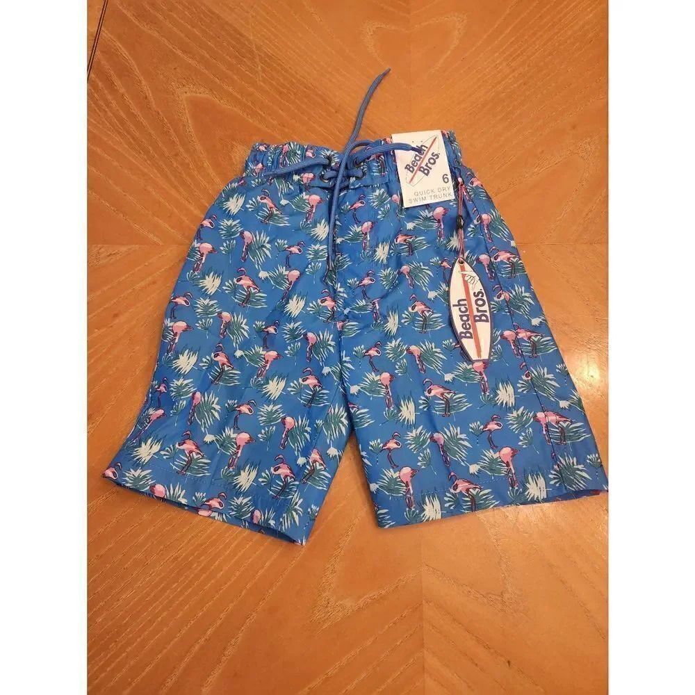 Beach bros boys flamingo swim trunks size 6